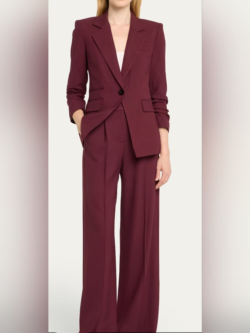 Veronica Beard Battista Blazer & Marbeau Wide Leg Trouser Port 14
